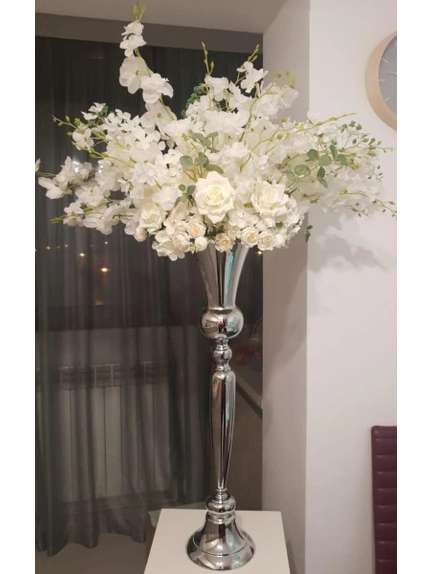 Aranjament floral alb diametru 50 cm cod 04