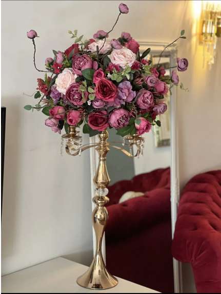 Aranjament Floral Mov Inchis si Roz – Diametru 40 cm