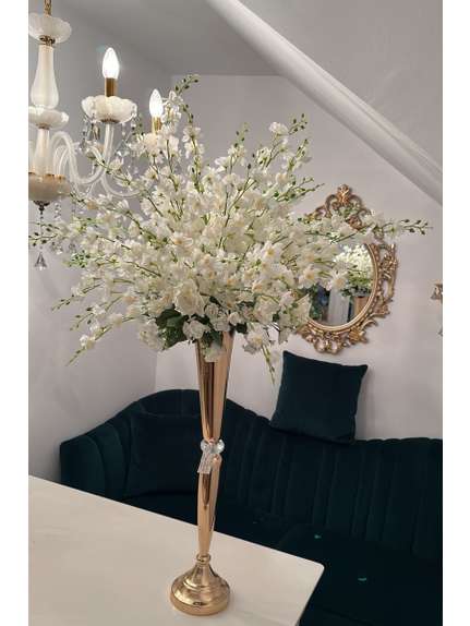Aranjament floral cu flori albe WHITE299 – 50 cm diametru