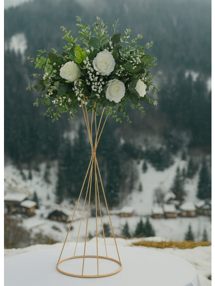 Aranjament Floral cu Hortensii si Eucalipt – Diametru 40 cm