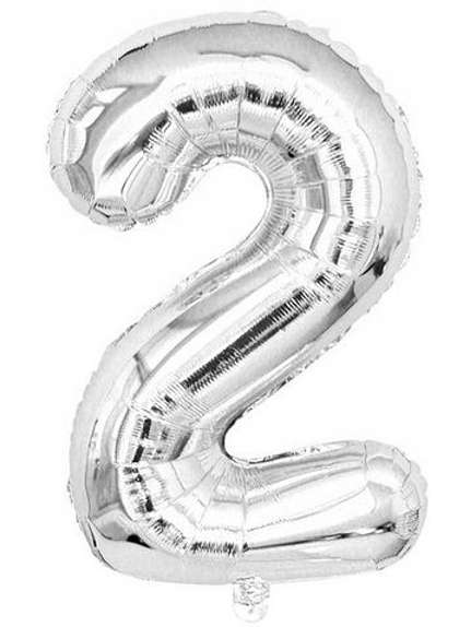 Balon Folie Cifră 2 – Argintiu, 41 cm