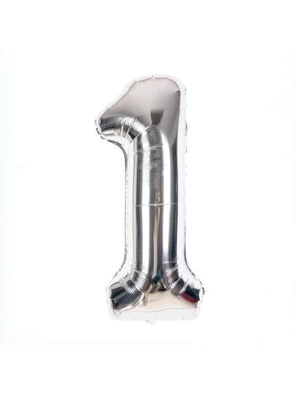 Balon Folie Cifră 1 – Argintiu, 41 cm