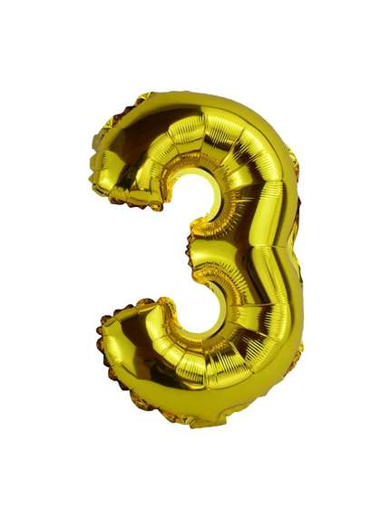 Balon Folie Cifră 3 – Auriu, 41 cm