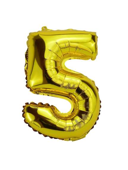 Balon Folie Cifră 5 – Auriu, 41 cm