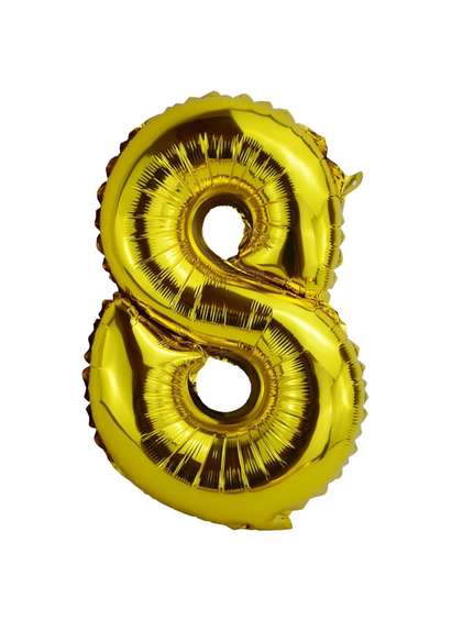Balon Folie Cifră 8 – Auriu, 41 cm
