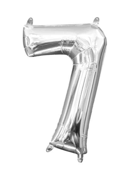 Balon Folie Cifră 7 – Argintiu, 41 cm