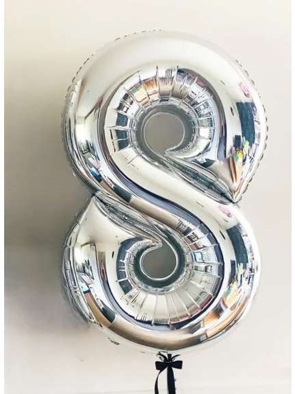 Balon Folie Cifră 8 Argintiu - 100 cm