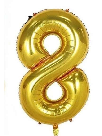 Balon Folie Cifră 8 Auriu - 100 cm