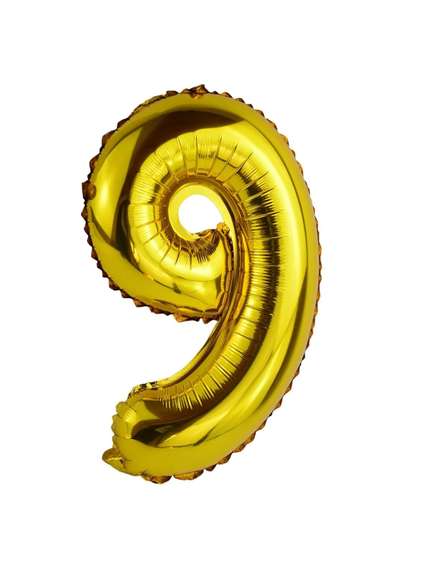 Balon Folie Cifră 9 – Auriu, 41 cm