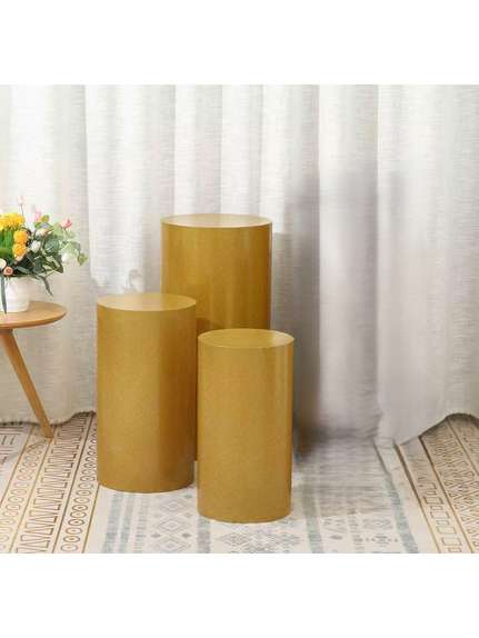 Set 3 Cilindri Metal Auriu