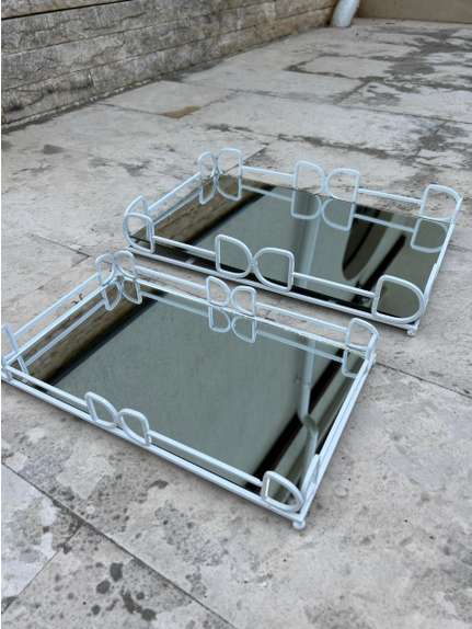 Set 2 Tavi cu Oglindă – Cod CS060 – Alb
