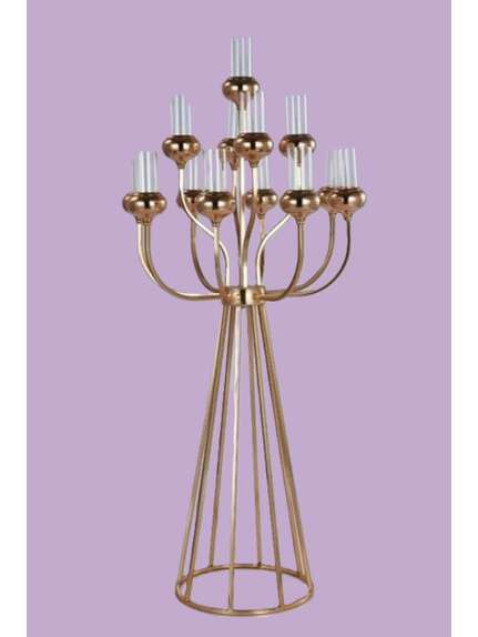 Sfesnic auriu inalt cu 13 brate CS079 – design elegant cu suport sticla
