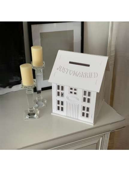 Cutie dar tip vilă "Just Married" – 40 cm, cod MDF609