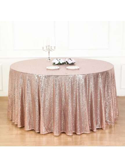 Față de masă rotundă cu paiete rose gold – Diametru 330 cm