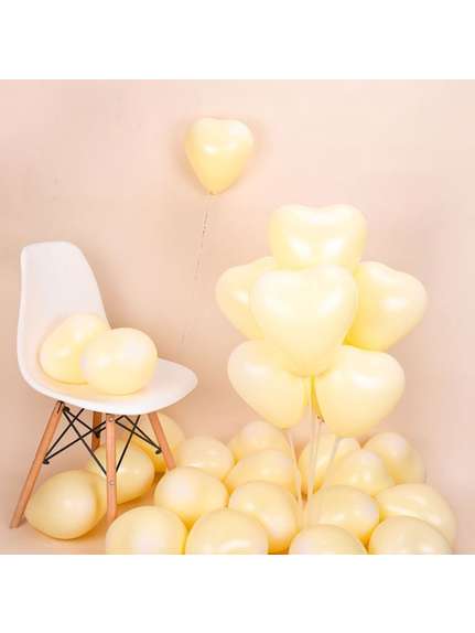 Set 100 Baloane Latex în Formă de Inimă – Galben (10 inch)