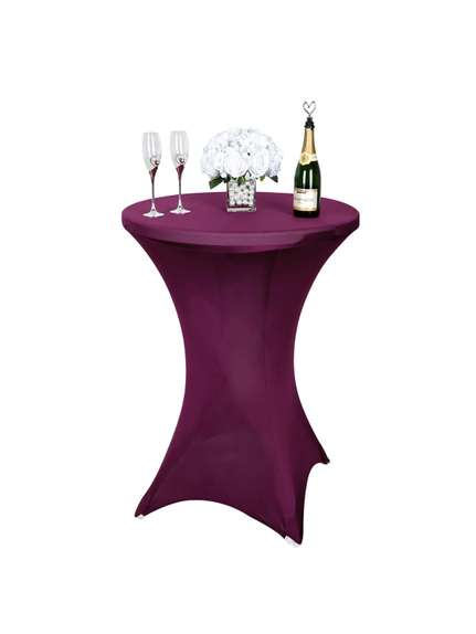Husă catifea elastică mov regal pentru masă cocktail