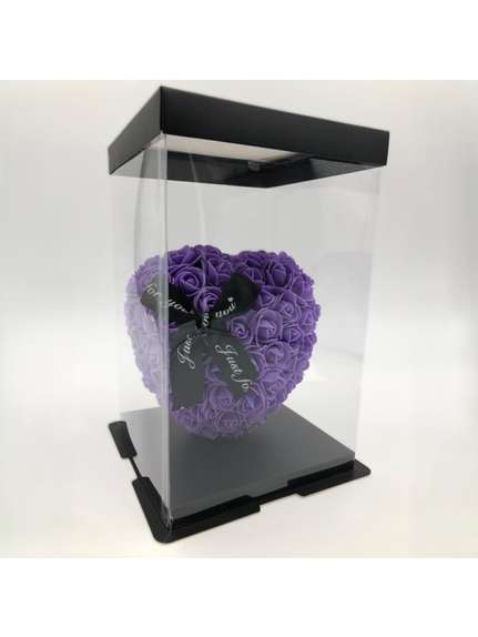 Inima decorativa din trandafiri artificiali – 25 cm, MOV (cu cutie inclusa)