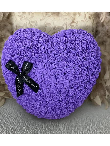 Inima din flori de spuma 40 cm Mov (cutie inclusa)