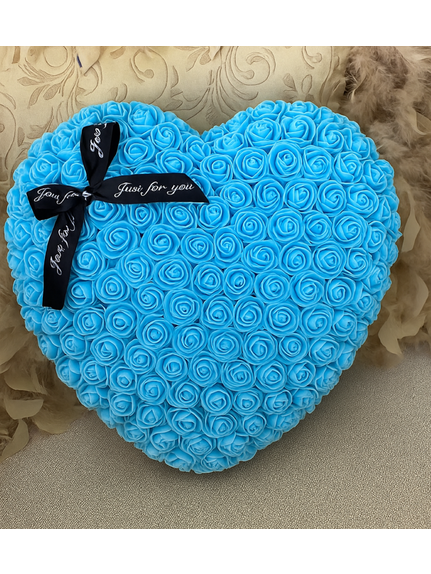 Inima din flori de spuma Bleu – 40 cm (cutia inclusa)