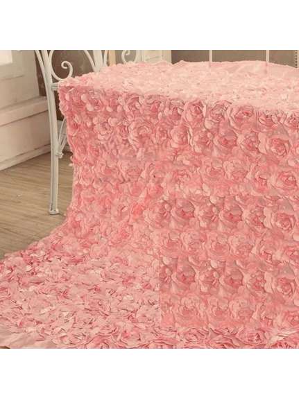 Material satin 3D roz – lățime 1.5 m