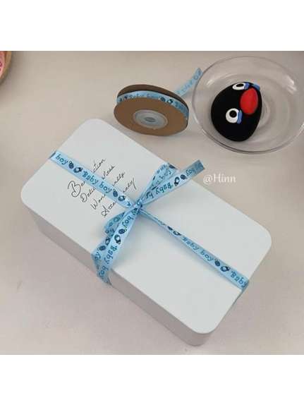 Panglica satin 1.5 cm – Albastra „It’s a Boy!”