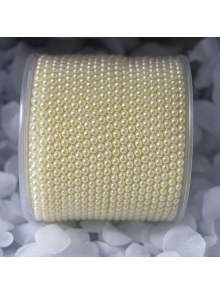 Rolă 65 m de Șnur cu Mărgele Tip Perlă – 4 mm, Crem