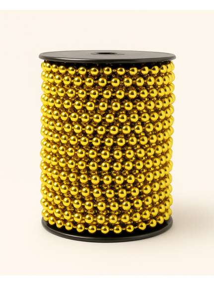 Rola 55 m cu margele tip perla – 4 mm, aurii