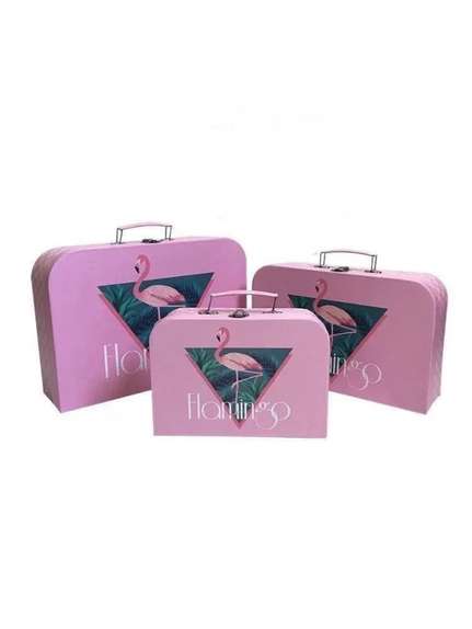 Set 3 cutii tip geamantan – Cod W9747 Flamingo