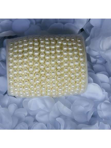 Set 30 m Sfoară cu Mărgele Tip Perlă – 6 mm, Crem