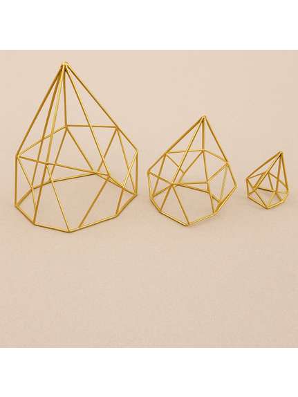 Set 3 terarii piramide metalice Auriu 40/30/20 cm