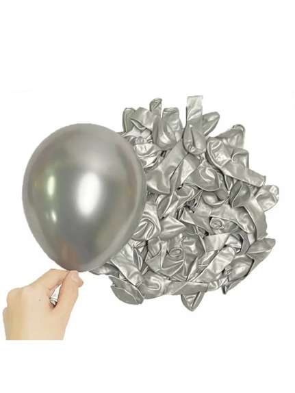 Set 100 Baloane Chrome 5 inch – Argintiu Chrome (13 cm)