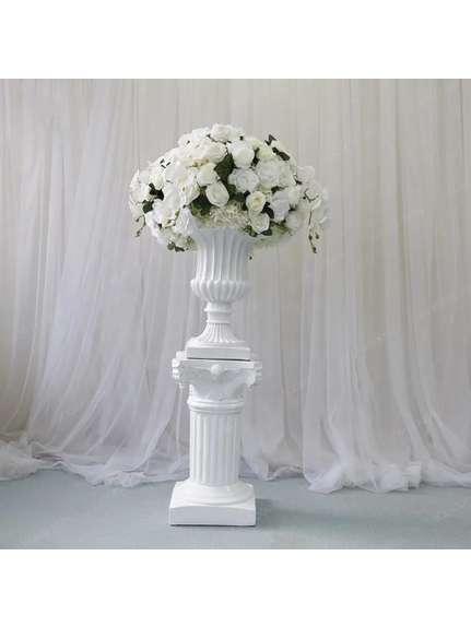 Set Coloană și Vază din Rășină – Alb