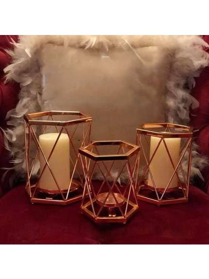Suport lumanare CS029 Rose gold mediu 17 cm