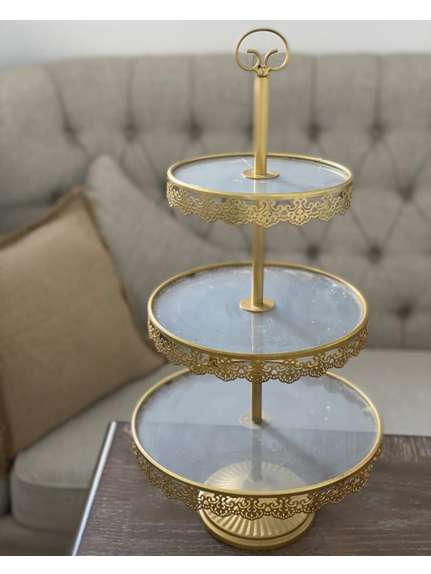 Suport Prajituri 3 Etaje – Candy Bar Acril 1879/3 Auriu