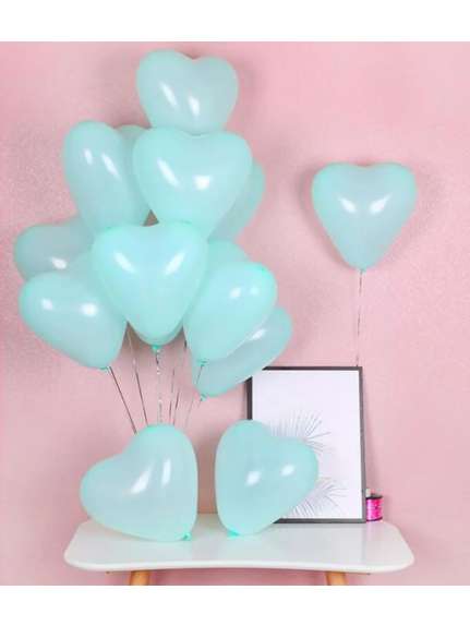Set 100 Baloane Latex în Formă de Inimă – Turcoaz Verde (10 inch)