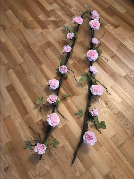 Ghirlanda creanga maro cu flori roz 200 cm