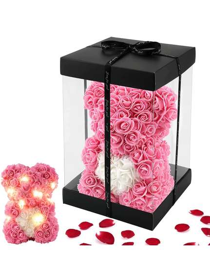 Urs 25 cm Roz cu inima alba (cutie inclusa)