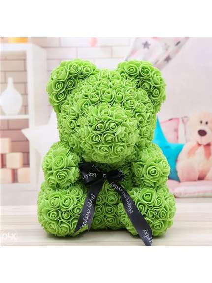 Urs mediu 40 cm verde din flori de spuma – FARA CUTIE